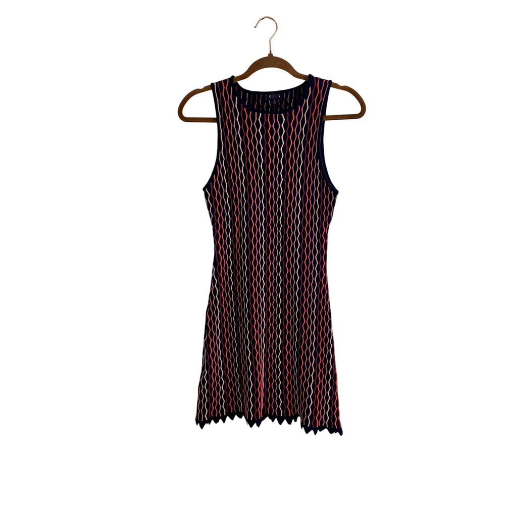 NBD Revolve Textured Zigzag Knit Sleeveless Mini Dress Scalloped S Chevron